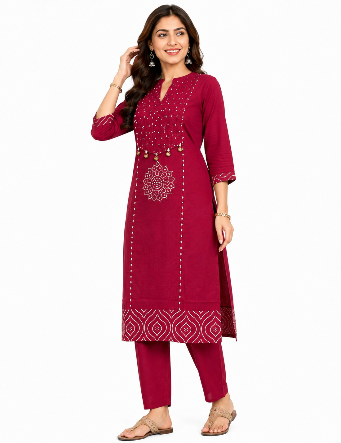 Women's Solid Black Cotton Straight Kurta with Trousers | Pintuck Work Ethnic Set Elegant Black Pintuck Straight Kurta Set for Women - Office & Casual Wear