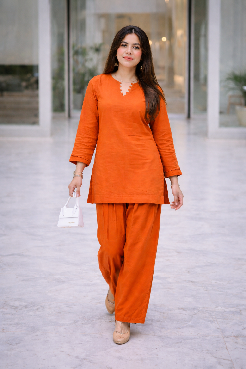 Burnt Orange Farshi Salwar Set