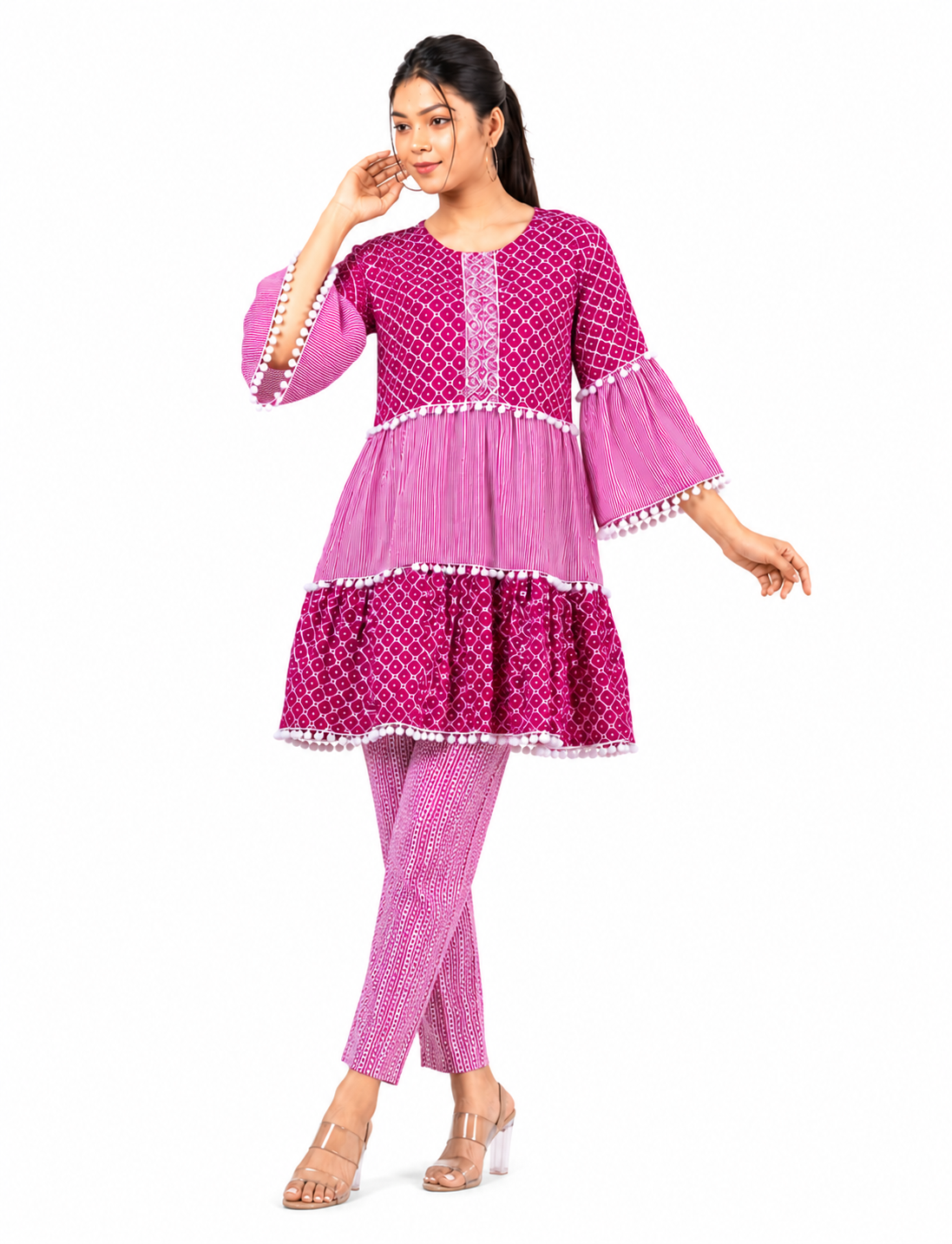 KB Ethnic Women's Floral Printed Anarkali Kurta - Yellow